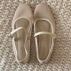 Cushionaire Women's Beige Mary Jane Flats